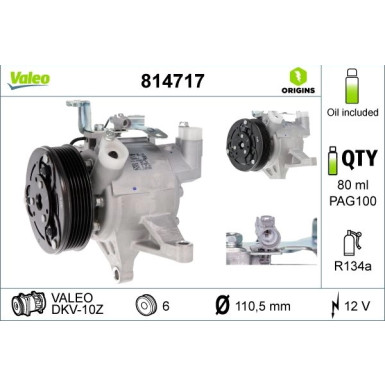 814717 Kompressor, Klimaanlage VALEO ORIGINS - NEW O.E. TECHNOLOGIE