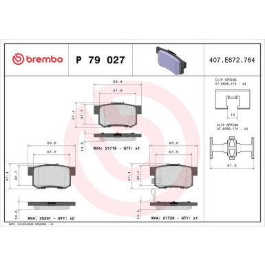 Brembo | Bremsbelagsatz, Scheibenbremse | P 79 027