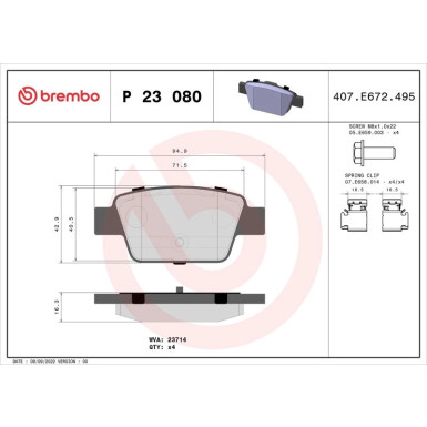 Brembo Bremsbelagsatz, Scheibenbremse PRIME LINE P 23 080