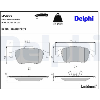 LP2079 Bremsbelagsatz, Scheibenbremse