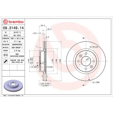 Brembo | Bremsscheibe | 09.3149.14