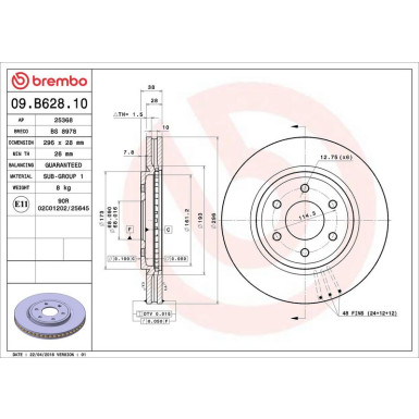 Brembo Bremsscheibe PRIME LINE 09.B628.10