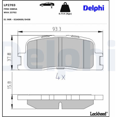 LP2703 Bremsbelagsatz, Scheibenbremse
