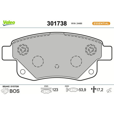 Valeo | Bremsbelagsatz, Scheibenbremse | 301738