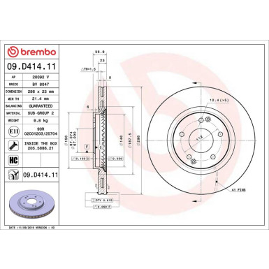 Brembo Bremsscheibe PRIME LINE - UV Coated 09.D414.11