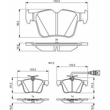 BOSCH Bremsbelagsatz, Scheibenbremse 0 986 494 835