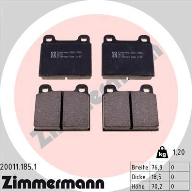 20011.185.1 Bremsbelagsatz, Scheibenbremse