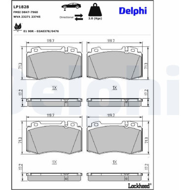 LP1828 Bremsbelagsatz, Scheibenbremse