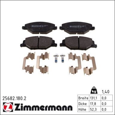 Zimmermann Bremsbelagsatz, Scheibenbremse 25682.180.2