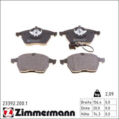 Zimmermann Bremsbelagsatz, Scheibenbremse 23392.200.1