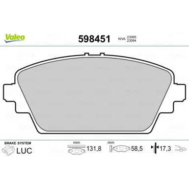 598451 Bremsbelagsatz, Scheibenbremse