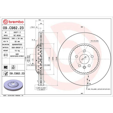 Brembo Bremsscheibe PRIME LINE - Lightweight 09.C982.23