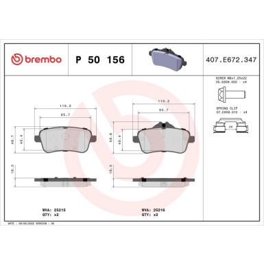 Brembo Bremsbelagsatz, Scheibenbremse PRIME LINE P 50 156