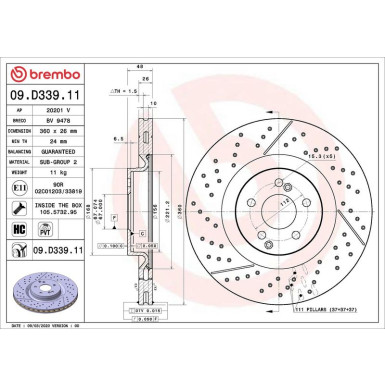 Brembo Bremsscheibe PRIME LINE - UV Coated 09.D339.11