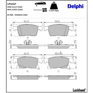 Delphi Bremsbelagsatz, Scheibenbremse LP3237