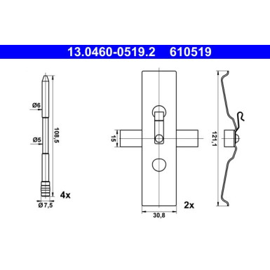 13.0460-0519.2 Zubehörsatz, Scheibenbremsbelag
