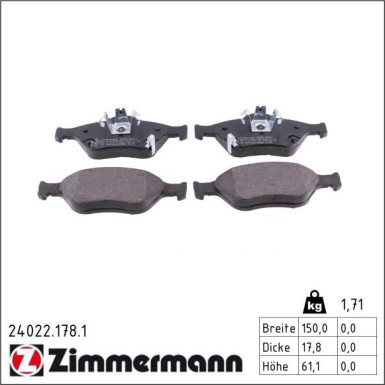 Zimmermann Bremsbelagsatz, Scheibenbremse 24022.178.1
