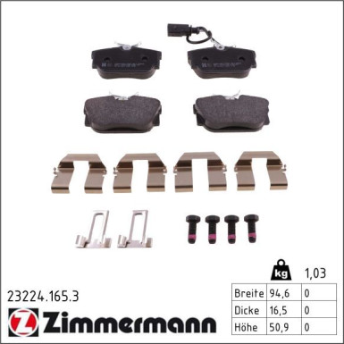 Zimmermann Bremsbelagsatz, Scheibenbremse 23224.165.3