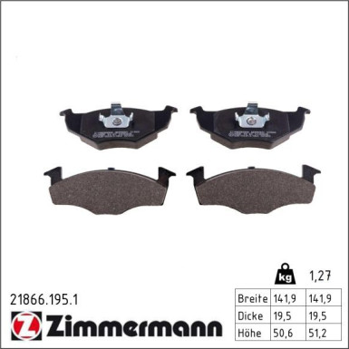 Zimmermann Bremsbelagsatz, Scheibenbremse 21866.195.1