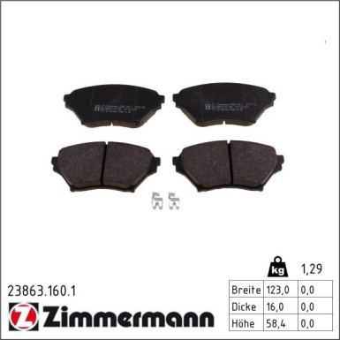 Zimmermann Bremsbelagsatz, Scheibenbremse 23863.160.1