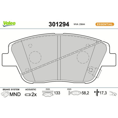 Valeo | Bremsbelagsatz, Scheibenbremse | 301294