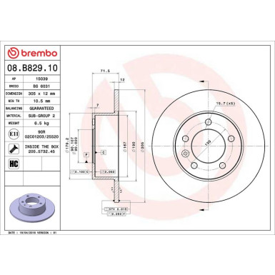 08.B829.10 Bremsscheibe PRIME LINE
