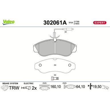 Valeo | Bremsbelagsatz, Scheibenbremse | 302061A