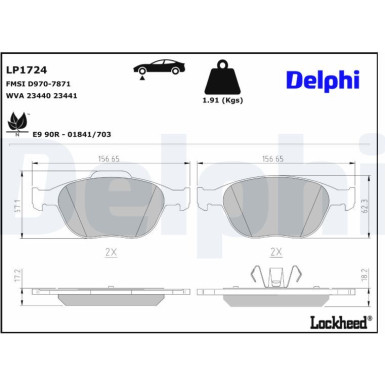 Delphi | Bremsbelagsatz, Scheibenbremse | LP1724