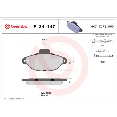 Brembo Bremsbelagsatz, Scheibenbremse PRIME LINE P 24 147
