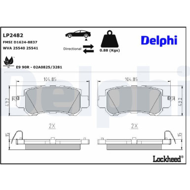 Delphi | Bremsbelagsatz, Scheibenbremse | LP2482
