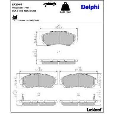 Delphi Bremsbelagsatz, Scheibenbremse LP2046