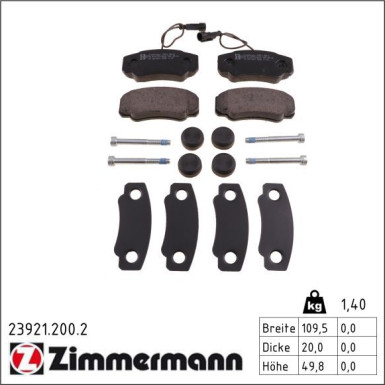 Zimmermann Bremsbelagsatz, Scheibenbremse 23921.200.2