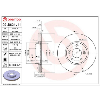 09.D624.11 Bremsscheibe PRIME LINE - UV Coated