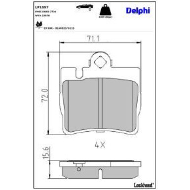 Delphi Bremsbelagsatz, Scheibenbremse LP1697