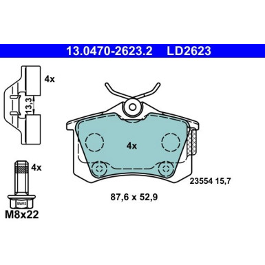 Bremsbelagsatz, Scheibenbremse ATE Ceramic 13.0470-2623.2