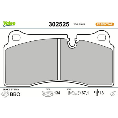 Valeo | Bremsbelagsatz, Scheibenbremse | 302525