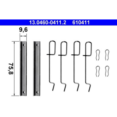 13.0460-0411.2 Zubehörsatz, Scheibenbremsbelag
