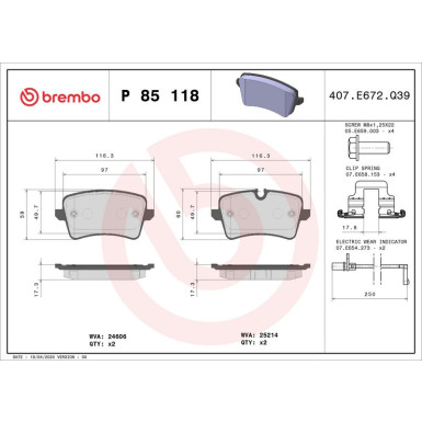 Brembo Bremsbelagsatz, Scheibenbremse PRIME LINE P 85 118