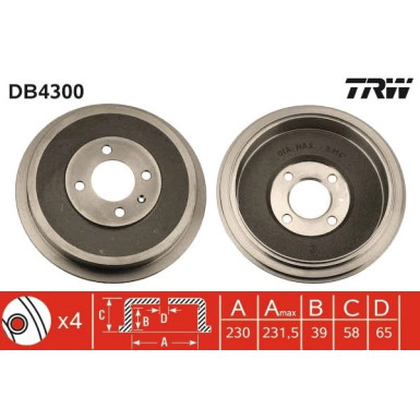 TRW | Bremstrommel | DB4300