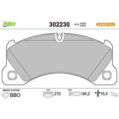 Valeo Bremsbelagsatz, Scheibenbremse ESSENTIAL 302230