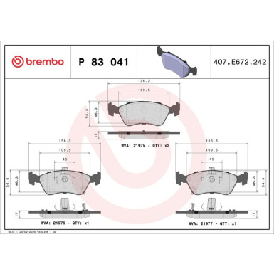 Brembo Bremsbelagsatz, Scheibenbremse PRIME LINE P 83 041
