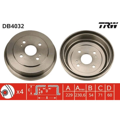 TRW | Bremstrommel | DB4032