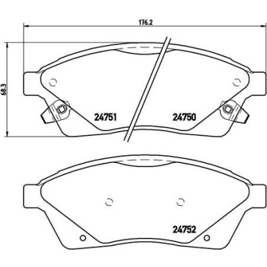 Brembo | Bremsbelagsatz, Scheibenbremse | P 09 010