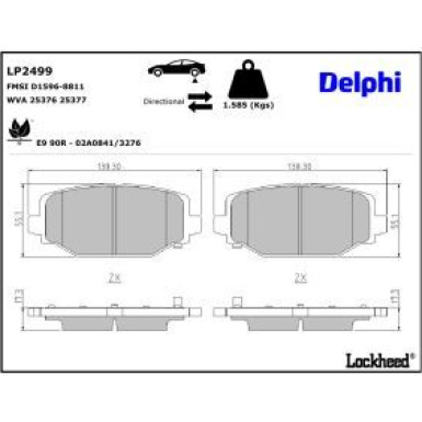 Delphi Bremsbelagsatz, Scheibenbremse LP2499