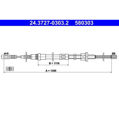 ATE | Seilzug, Feststellbremse | 24.3727-0303.2