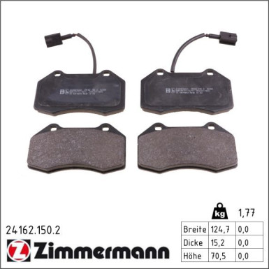 Zimmermann Bremsbelagsatz, Scheibenbremse 24162.150.2