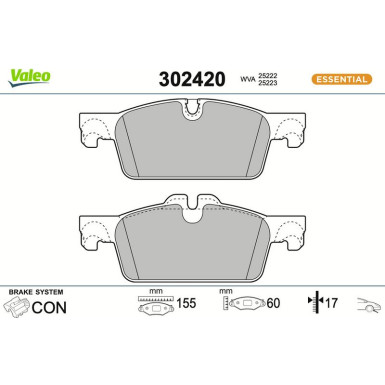 Valeo | Bremsbelagsatz, Scheibenbremse | 302420