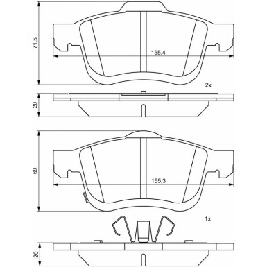 BOSCH Bremsbelagsatz, Scheibenbremse 0 986 494 801