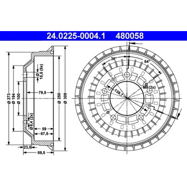 ATE | Bremstrommel | 24.0225-0004.1