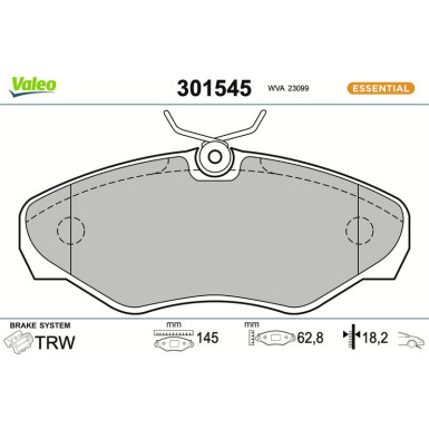 Valeo Bremsbelagsatz, Scheibenbremse ESSENTIAL 301545